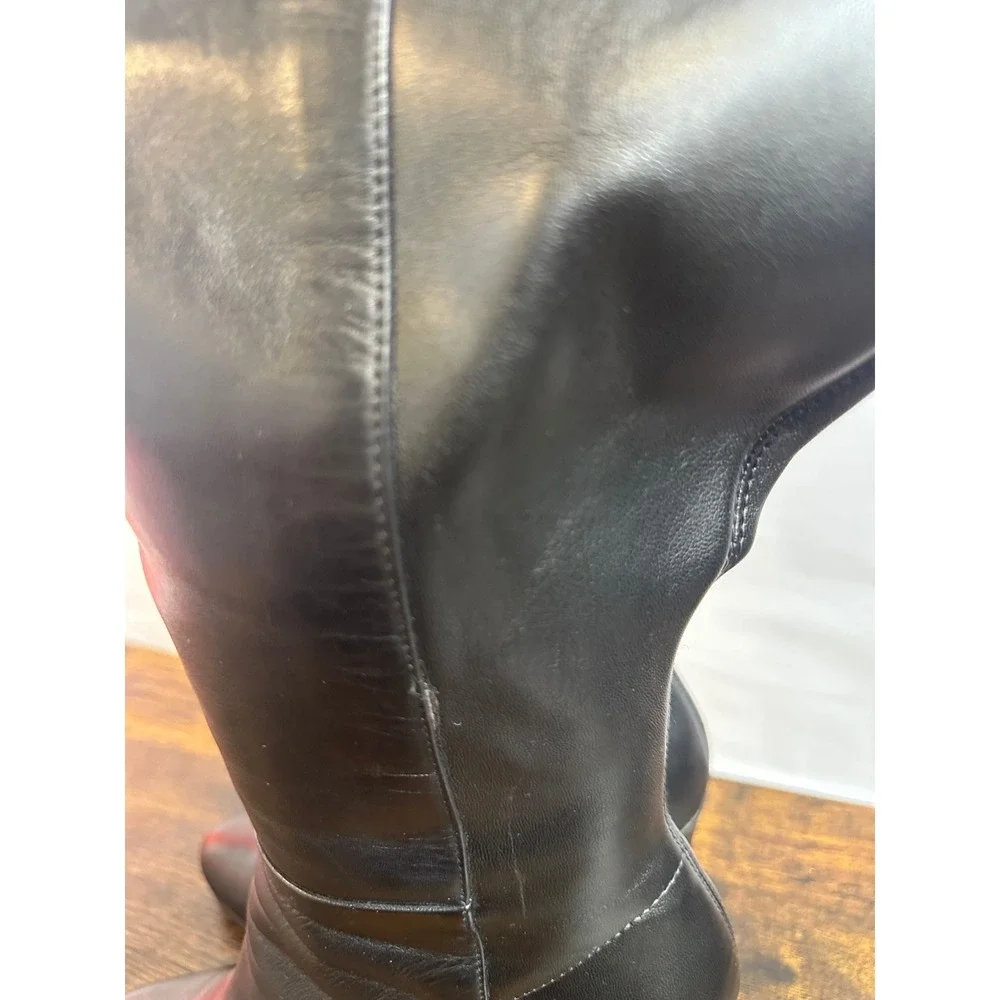NINE WEST Quizme Black Soft Leather Platform Stiletto Heel Zip Tall Boot Size 11 - Picture 12 of 16